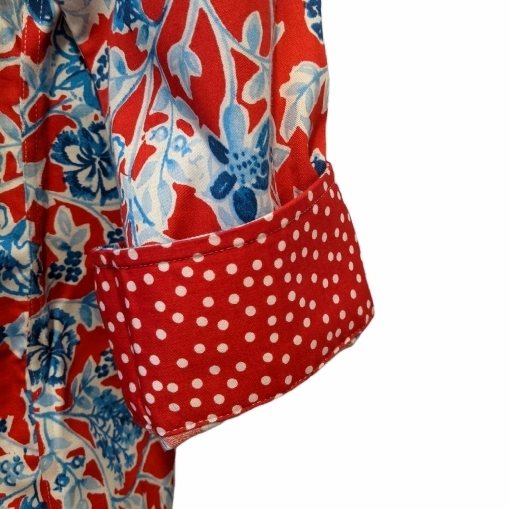 Chaps red floral button front shirt Medium - Picture 4 of 7